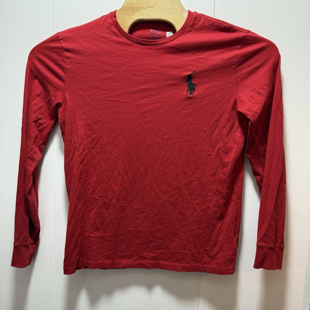 Polo Ralph Lauren Shirt Mens Size Medium Red‎ Long Sleeve Large Blue Pony